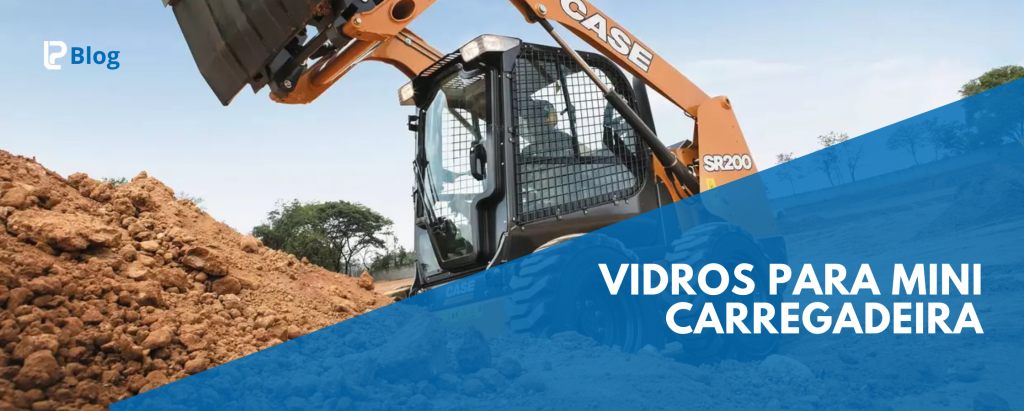 Vidro de mini carregadeira sendo instalado pelo setor técnico do VidrosTrator em Goiânia